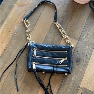Rebecca Minkoff Mini 5-Zip Black Leather Crossbody